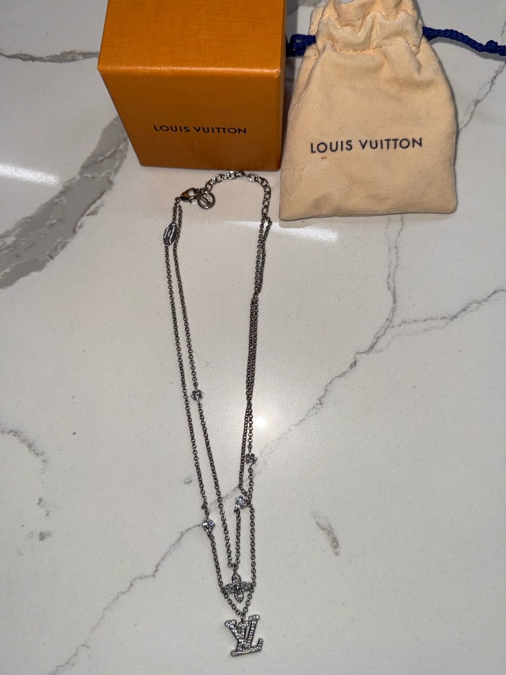 Louis Vuitton Lady LV Palladium Necklace